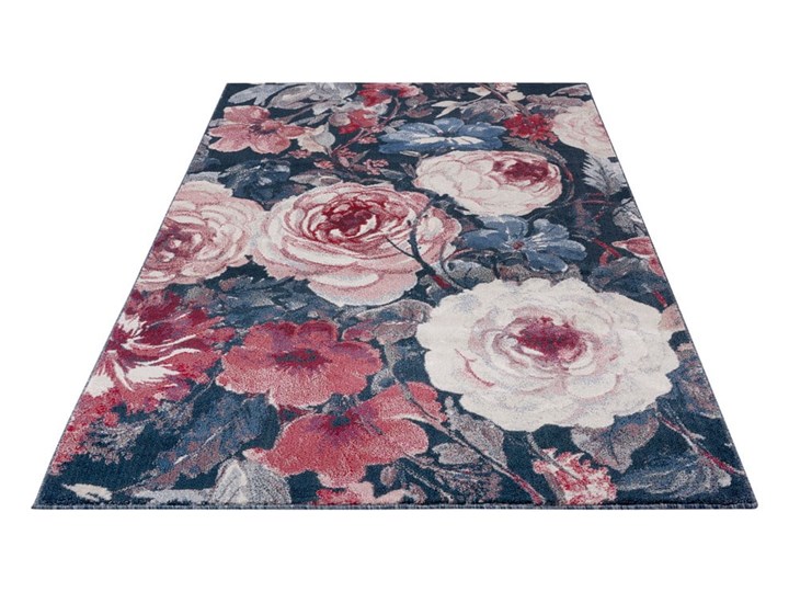 Niebiesko-czerwony dywan Mint Rugs Peony, 80x150 cm Dywany Kolor Nakładki schodowe Syntetyk Prostokątny Juta Kolor Granatowy