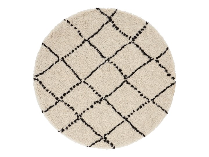 Beżowo-czarny dywan Mint Rugs Hash, ⌀ 120 cm Nakładki schodowe Pomieszczenie Sypialnia Dywany Okrągły Juta Syntetyk Kolor Biały