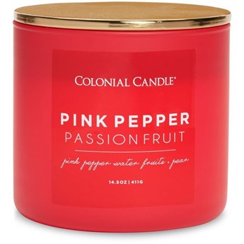 Colonial Candle Pop Of Color sojowa świeca zapachowa w szkle 3 knoty 14.5 oz 411 g - Pink Pepper Passionfruit