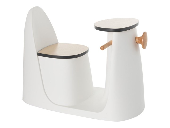 Krzesełko ze stolikiem 2w1 Vespo white, 40x75x59cm Metal Kolor Biały Drewno Kategoria Pozostałe meble do przedpokoju