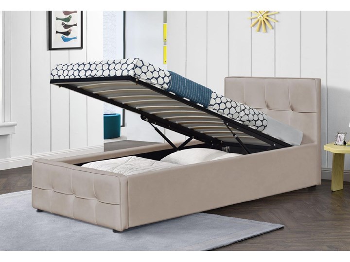 ŁÓŻKO TAPICEROWANE Z MATERACEM 90X200 SFG004 BEŻ WELUR #06 Rozmiar materaca 90x200 cm