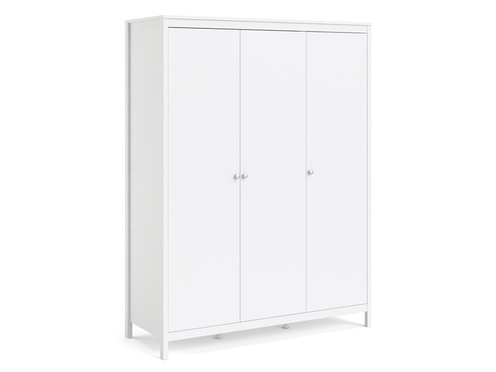 Trzydrzwiowa szafa ubraniowa na nóżkach Madrid 3D biały mat Szerokość 150 cm Wysokość 199 cm Głębokość 58 cm Ilość drzwi Trzydrzwiowe