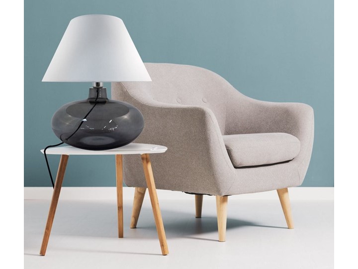 Lampa stołowa Adana grafitowe szkło, biały klosz Wysokość 44 cm Lampa z kloszem Styl Nowoczesny
