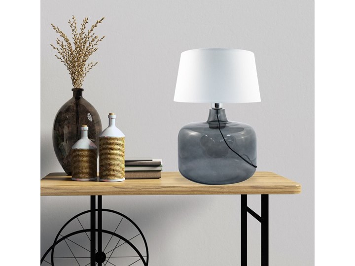 Lampa stołowa Batumi grafitowe szkło, biały klosz Wysokość 40 cm Lampa z kloszem Styl Nowoczesny