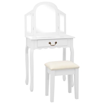 Emaga Toaletka ze stołkiem, biała, 65x36x128 cm, drewno paulowni, MDF