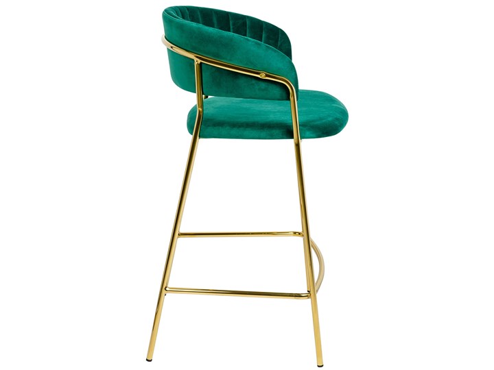 Zielony tapicerowany hoker welurowy glamour z oparciem - Piano 4X