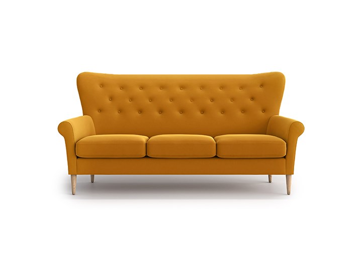 Sofa Amelie 3-osobowa, Golden Velvet Stała konstrukcja Funkcje Bez dodatkowych funkcji Nóżki Na nóżkach