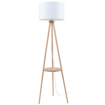 SOLLUX Nowoczesna Lampa Stojąca AUSTIN 1 Naturalne Drewno Biały Abażur Styl Loft Lampa Podłogowa E27 Oświetlenie LED