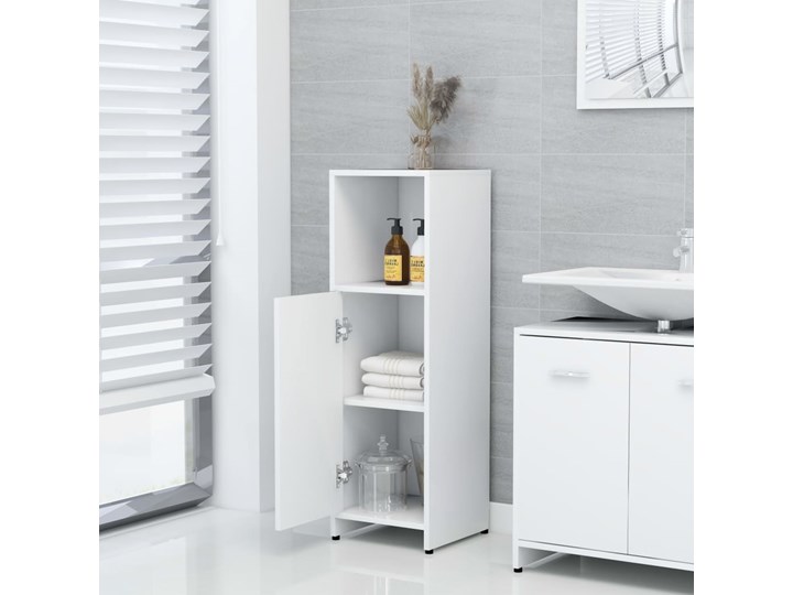 vidaXL Szafka łazienkowa, biała, 30x30x95 cm, płyta wiórowa Szafki Płyta stolarska Płyta MDF Stojące Szerokość 30 cm Głębokość 30 cm Kolor Biały
