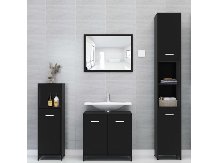 vidaXL Szafka łazienkowa, czarna, 30x30x95 cm, płyta wiórowa Szafki Głębokość 30 cm Płyta MDF Szerokość 30 cm Stojące Płyta stolarska Kolor Czarny