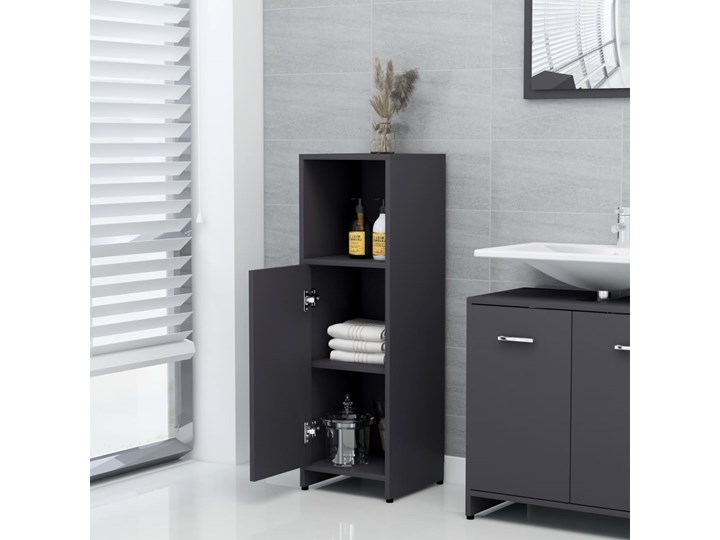 vidaXL Szafka łazienkowa, szara, 30x30x95 cm, płyta wiórowa Rodzaj frontu Drzwiczki Płyta stolarska Stojące Płyta MDF Szerokość 30 cm Głębokość 30 cm Szafki Kategoria Szafki stojące