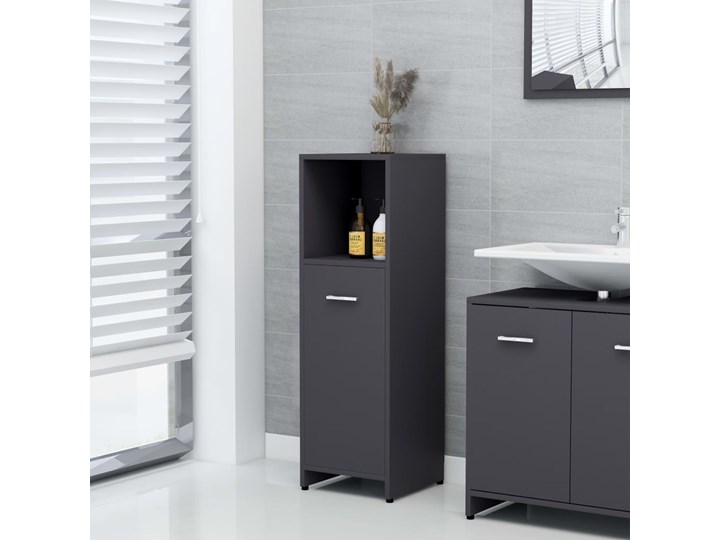 vidaXL Szafka łazienkowa, szara, 30x30x95 cm, płyta wiórowa Głębokość 30 cm Szafki Płyta stolarska Szerokość 30 cm Stojące Płyta MDF Kategoria Szafki stojące Rodzaj frontu Drzwiczki