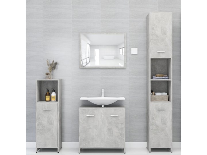 vidaXL Szafka łazienkowa, szarość betonu, 30x30x95 cm, płyta wiórowa Stojące Głębokość 30 cm Szerokość 30 cm Szafki Płyta MDF Płyta stolarska Rodzaj frontu Drzwiczki