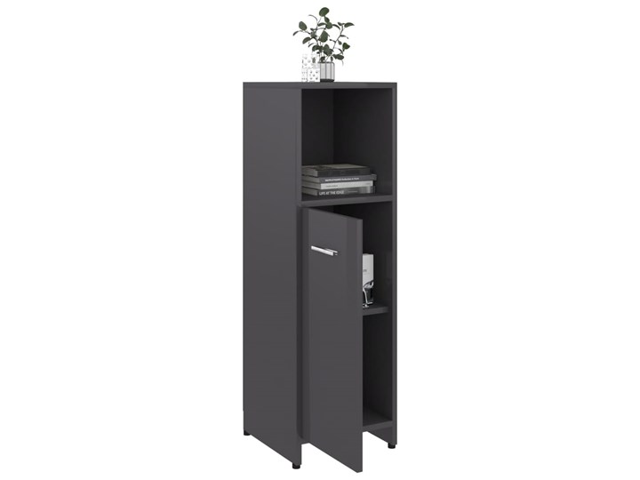vidaXL Szafka łazienkowa, szara, wysoki połysk, 30x30x95 cm, płyta Głębokość 30 cm Stojące Płyta MDF Rodzaj frontu Drzwiczki Szerokość 30 cm Szafki Płyta stolarska Kategoria Szafki stojące