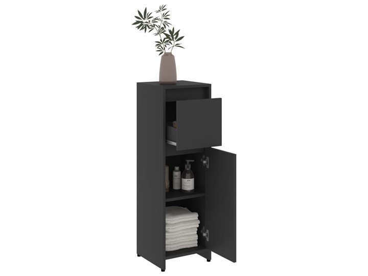 vidaXL Szafka łazienkowa, szara, 30x30x95 cm, płyta wiórowa Płyta MDF Szafki Stojące Płyta stolarska Głębokość 30 cm Rodzaj frontu Szuflady Szerokość 30 cm Rodzaj frontu Drzwiczki