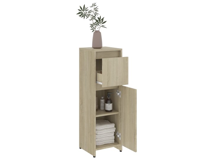 vidaXL Szafka łazienkowa, dąb sonoma, 30x30x95 cm, płyta wiórowa Płyta stolarska Szerokość 30 cm Szafki Głębokość 30 cm Płyta MDF Stojące Rodzaj frontu Szuflady Drewno Kategoria Szafki stojące