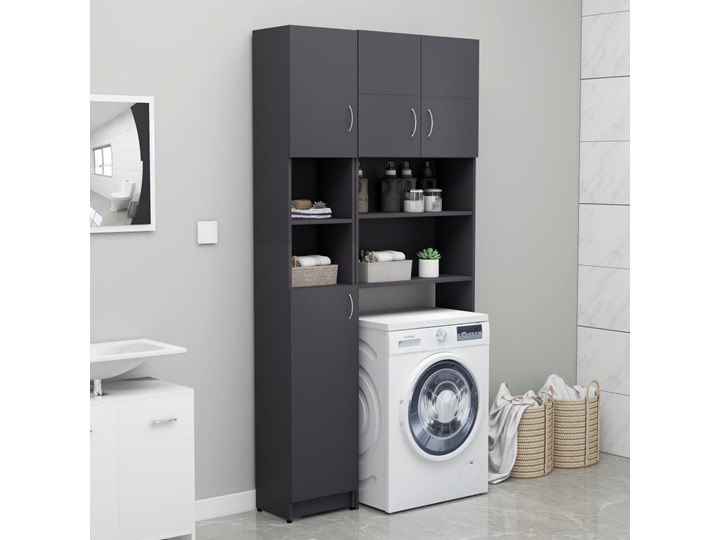 vidaXL Szafka łazienkowa, szara, 32x25,5x190 cm, płyta wiórowa Głębokość 26 cm Stojące Płyta MDF Głębokość 25 cm Płyta stolarska Szerokość 32 cm Szafki Kategoria Szafki stojące