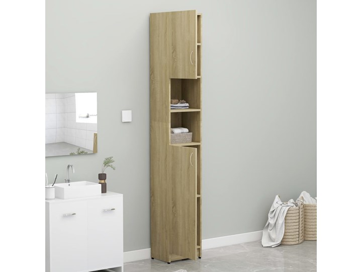 vidaXL Szafka łazienkowa, dąb sonoma, 32x25,5x190 cm, płyta wiórowa Głębokość 25 cm Głębokość 26 cm Płyta MDF Szafki Drewno Szerokość 32 cm Płyta stolarska Stojące Kategoria Szafki stojące