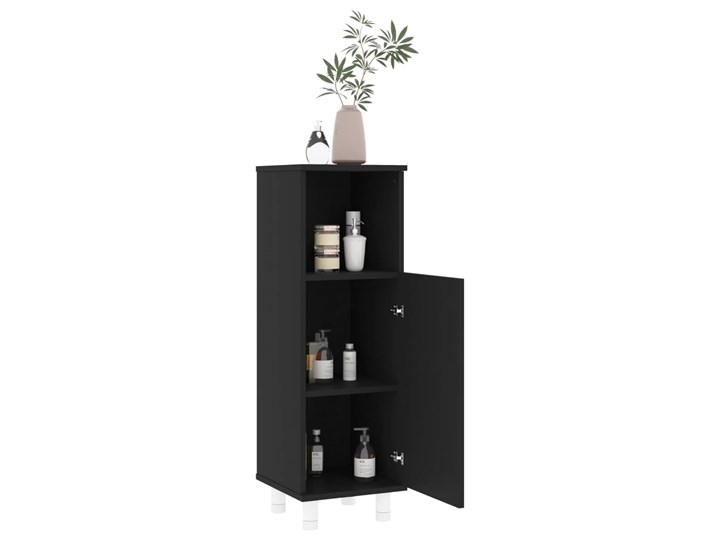 vidaXL Szafka łazienkowa, czarna, 30x30x95 cm, płyta wiórowa Płyta MDF Stojące Rodzaj frontu Drzwiczki Płyta stolarska Szerokość 30 cm Szafki Głębokość 30 cm Kolor Czarny