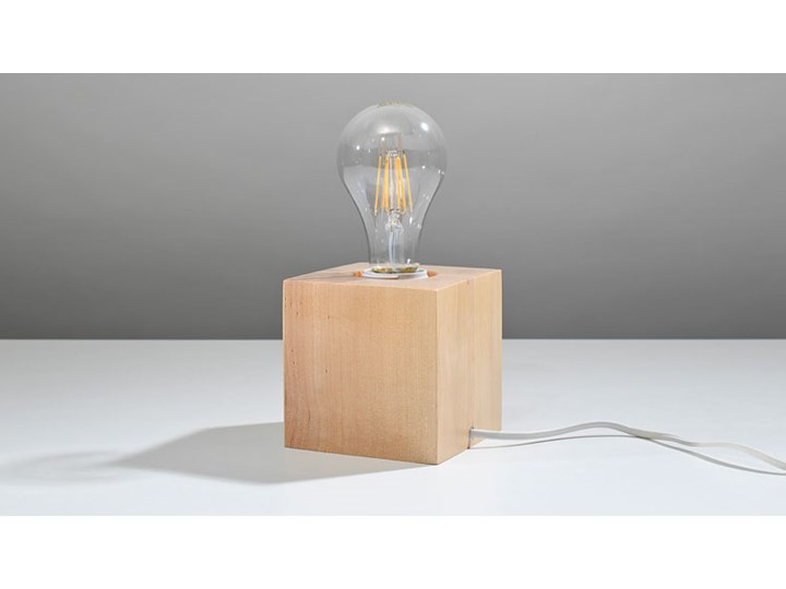 Drewniana lampka biurkowa z odkrytą żarówką - EX587-Abes Styl Industrialny Lampa dekoracyjna Drewno Wysokość 10 cm Styl Skandynawski