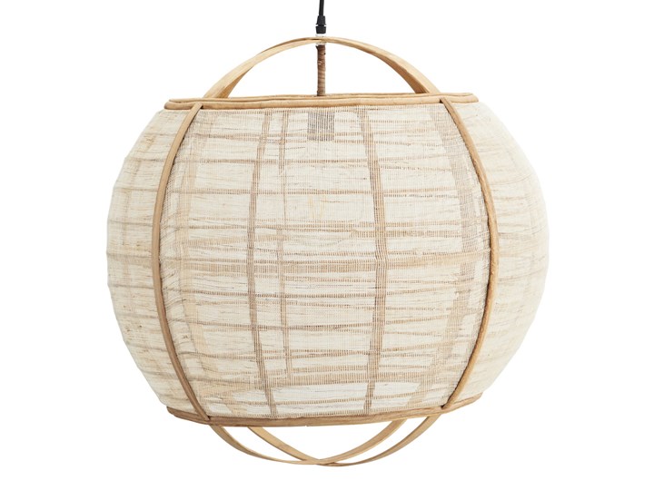 LAMPA WISZĄCA Z LNU U BAMBUSA CIRCLE MADAM STOLTZ Drewno Tkanina Kolor Beżowy