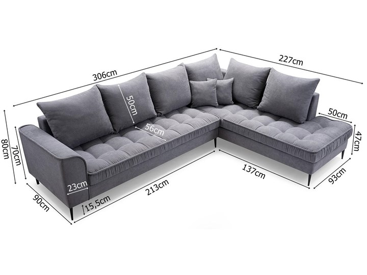 Meblobranie Duży narożnik brązowy Lena 306x227x80 cm Szerokość 306 cm Lewostronne Kategoria Narożniki Głębokość 227 cm Prawostronne Rozkładanie