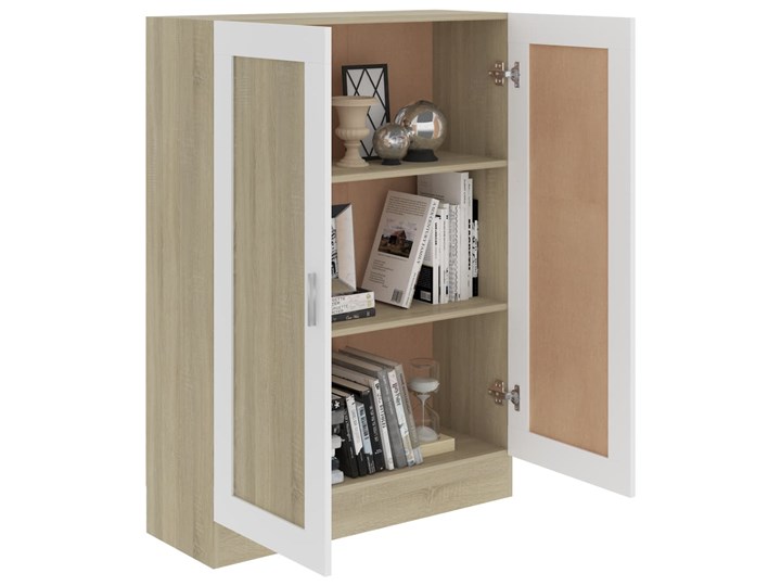 vidaXL Regał na książki, biel i dąb sonoma, 82,5x30,5x115 cm, płyta Płyta MDF Płyta meblowa Głębokość 31 cm Stojące Szerokość 83 cm Płyta laminowana Drewno Styl Tradycyjny