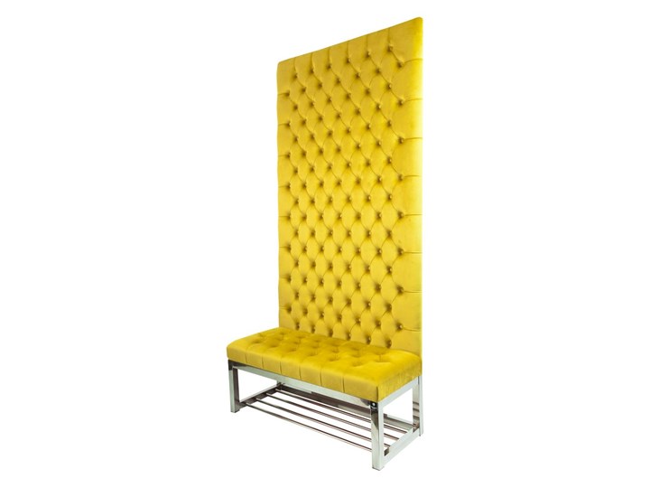 Ławka Metalowa z Panelem Ściennym Pikowanym Siedzisko Pikowane Cytrynowa Żółcień LPPK-66 Rozmiary od 50 cm do 100 cm Pikowana Kategoria Ławki do salonu