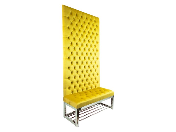 Ławka Metalowa z Panelem Ściennym Pikowanym Siedzisko Pikowane Cytrynowa Żółcień LPPK-66 Rozmiary od 50 cm do 100 cm Pikowana Kolor Szary Pomieszczenie Sypialnia