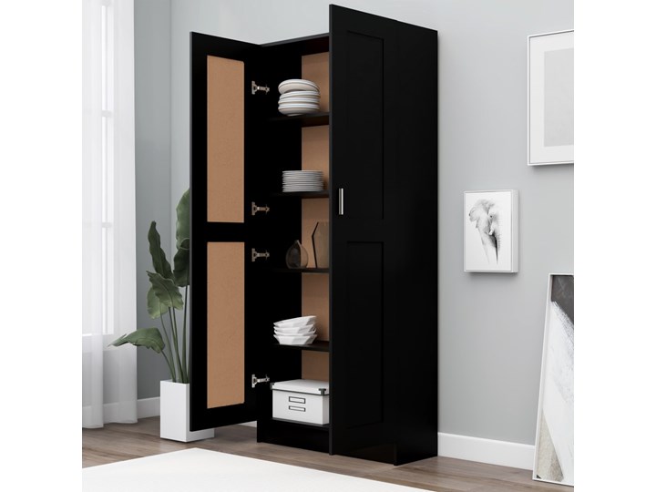 vidaXL Szafka na książki, czarna, 82,5x30,5x185,5 cm, płyta wiórowa Płyta laminowana Płyta MDF Wysokość 186 cm Płyta meblowa Szerokość 83 cm Stojące Styl Tradycyjny Głębokość 31 cm Kolor Czarny