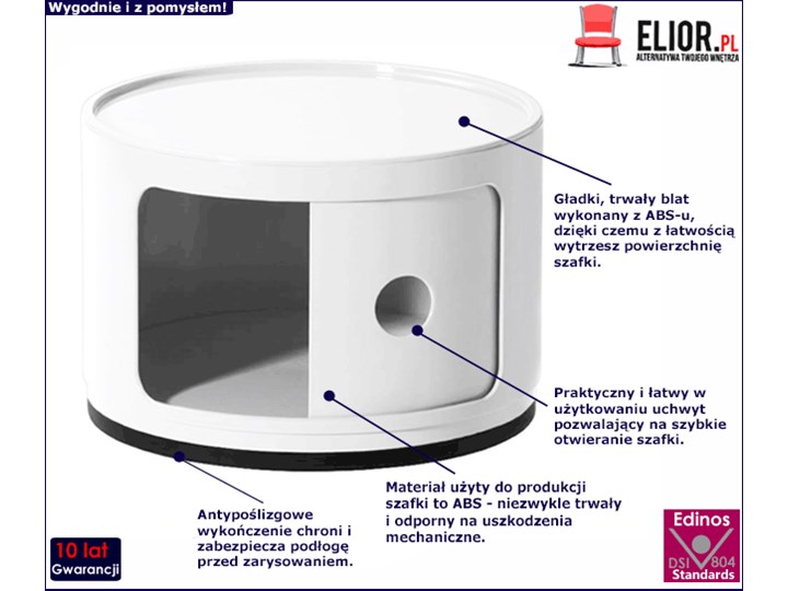 Nowoczesna biała szafka do sypialni - Pris 2X Płyta meblowa Stal Uniwersalne Metal Styl Minimalistyczny