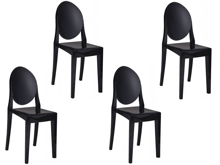 HOME DECOR ZESTAW 4 KRZESEŁ CZARNYCH GHOST VICTORIA 111 JAKOŚĆ I Tworzywo sztuczne Styl Nowoczesny Styl Glamour
