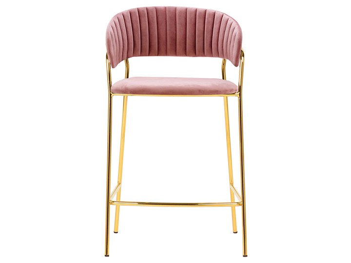 Elegancki hoker z oparciem - Piano 4X Styl Glamour Metal Szerokość 48 cm Głębokość 50 cm Tkanina Wysokość 65 cm Stal Wysokość 91 cm Kategoria Krzesła kuchenne