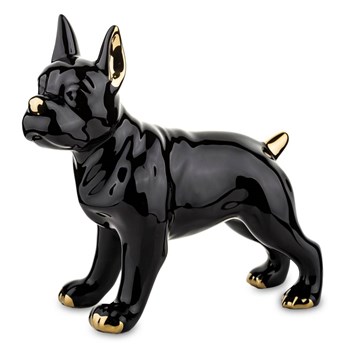BULGOD figurka pies czarna ze złotymi elementami, wys. 20 cm
