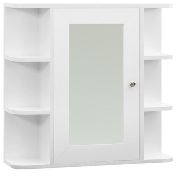 vidaXL Szafka łazienkowa z lustrem, biała, 66x17x63 cm, MDF