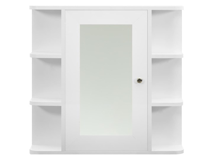 vidaXL Szafka łazienkowa z lustrem, biała, 66x17x63 cm, MDF Wiszące Wysokość 66 cm Szerokość 66 cm Szkło Płyta MDF Głębokość 15 cm Szafki Głębokość 17 cm Kolor Biały