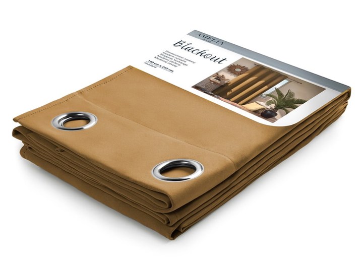 Musztardowobrązowa zasłona zaciemniająca AmeliaHome Eyelets Mustard, 140x245 cm