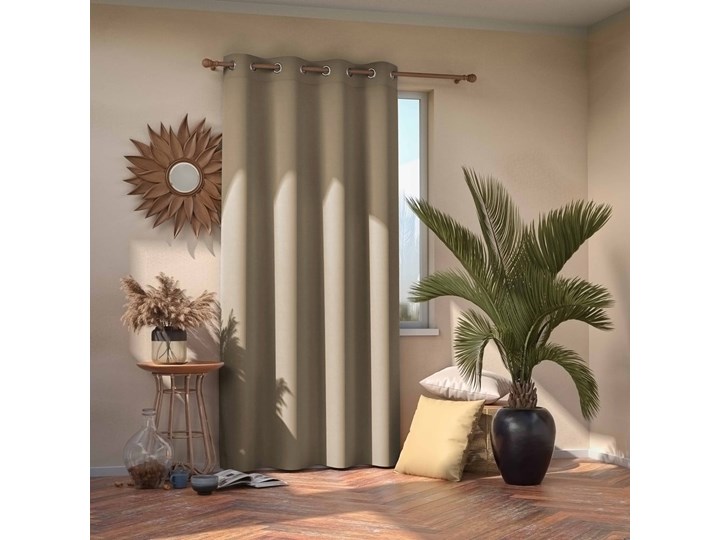 Beżowa zasłona zaciemniająca AmeliaHome Eyelets Beige, 140x245 cm