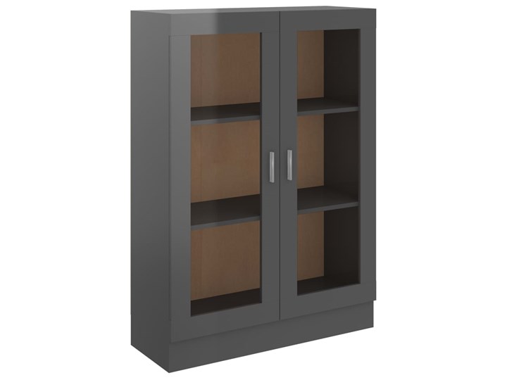 vidaXL Witryna, wysoki połysk, szara, 82,5x30,5x115 cm, płyta Płyta laminowana Szkło Szerokość 83 cm Głębokość 31 cm Stojące Płyta meblowa Płyta MDF Na książki Styl Tradycyjny