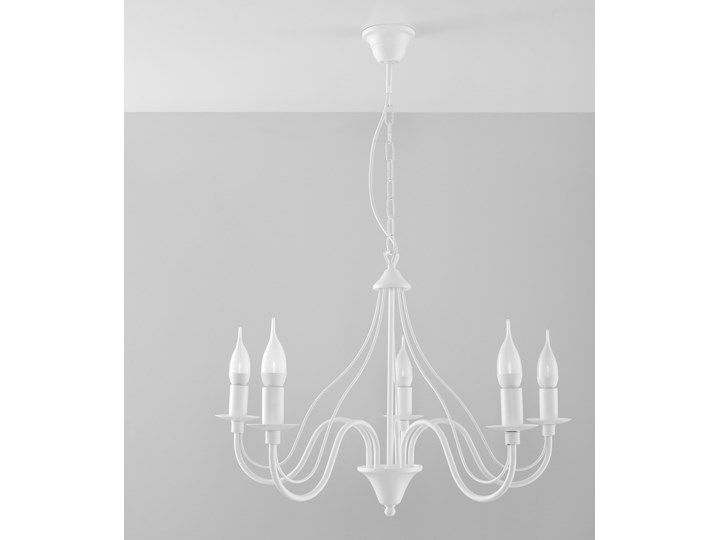 SOLLUX Klasyczna Lampa Wisząca Świece Żyrandol MINERWA 5 Biały Styl Vintage Stal Metal Styl Klasyczny