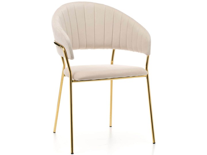 Krzesło Glamour beżowe C-889 Złote nogi, Welur