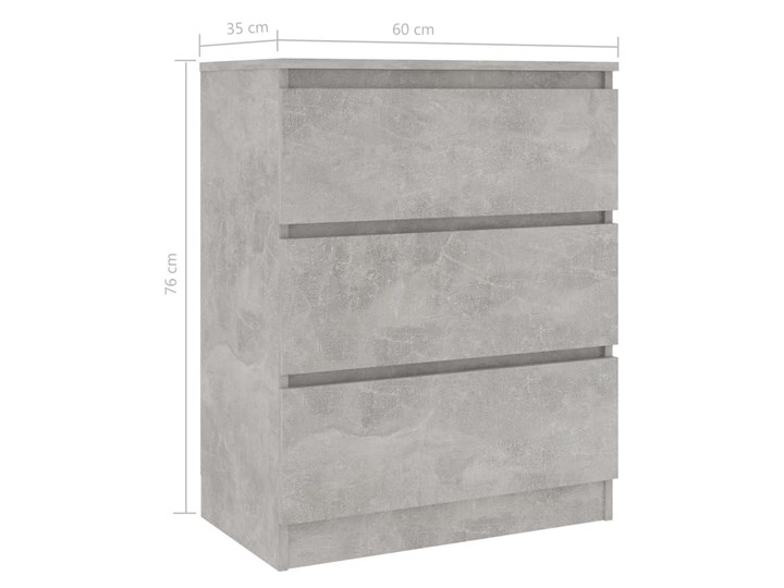 vidaXL Szafka, szarość betonu, 60x35x76 cm, materiał drewnopochodny Płyta MDF Szerokość 60 cm Głębokość 35 cm Kategoria Komody Z szufladami Pomieszczenie Salon