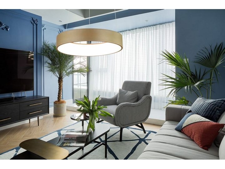 MCODO :: Nowoczesna złota lampa led COSMO RP 36W 60cm z barwą ciepłą 3000K Kategoria Lampy wiszące Tworzywo sztuczne Lampa z kloszem Kolor Złoty