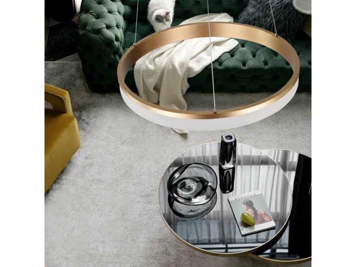 MCODO :: Nowoczesna lampa led Saturn 48W w kolorze złotym 80cm barwa ciepła 2700K Pomieszczenie Salon Metal Tworzywo sztuczne Ilość źródeł światła 1 źródło