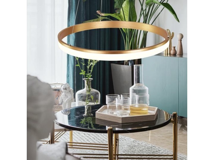 MCODO :: Nowoczesna lampa led Saturn 48W w kolorze złotym 80cm barwa ciepła 2700K Metal Tworzywo sztuczne Kolor Szary