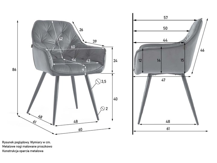 KRZESŁO TAPICEROWANE DC-9220 POPIEL WELUR ZŁOTE NOGI Kategoria Krzesła kuchenne Tworzywo sztuczne Metal Tkanina Styl Nowoczesny