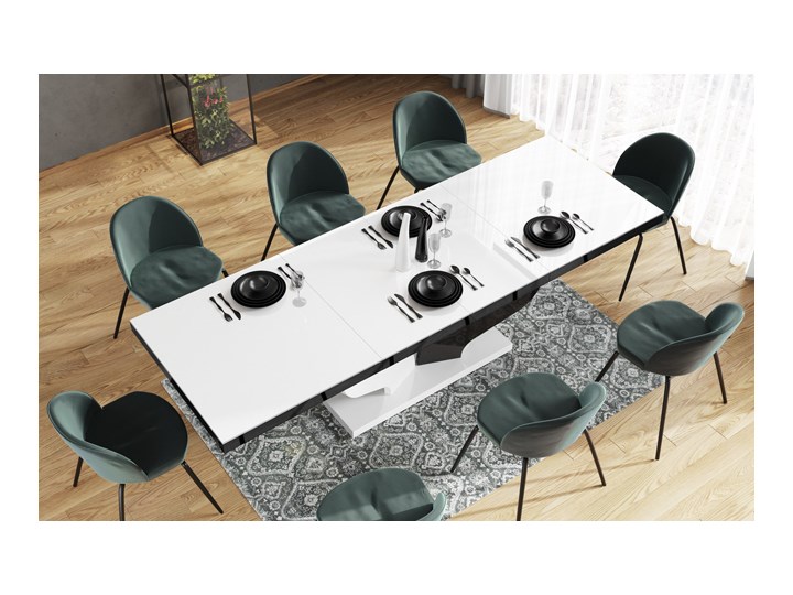 Rozkładany stół biało - czarny połysk - Tutto Szerokość 89 cm Rozkładanie Wysokość 75 cm Styl Glamour