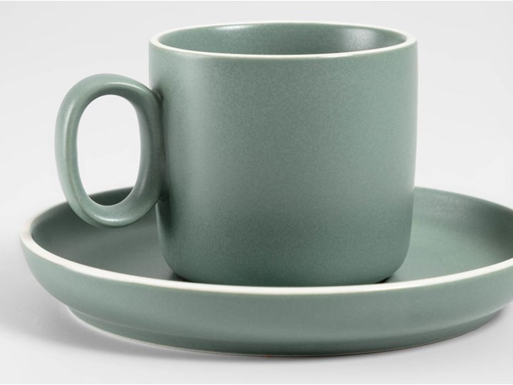 Filiżanka do kawy ze spodkiem Shun porcelanowy zielony Filiżanka ze spodkiem Filiżanka do herbaty Porcelana Kolor Biały