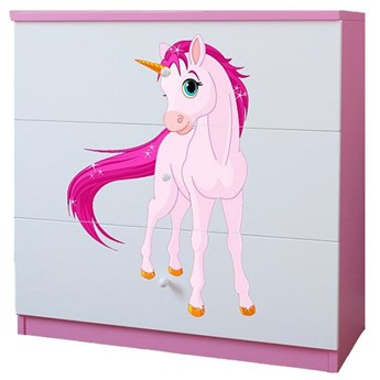 Komoda dla dziewczynki z szufladami Happy 10X mix - biało - różowa