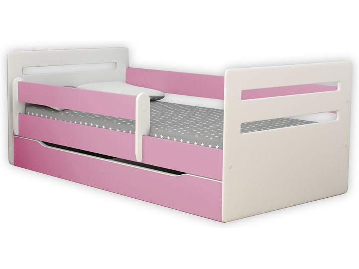 Łóżko dla dziewczynki z materacem Candy 2X 80x140 - różowe Płyta meblowa Z szufladą Kategoria Łóżka dla dzieci Pojedyncze Z barierką Styl Nowoczesny